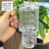 Jumbo Glass Cup with Handle and Lid for Girls: Ideal for Coffee or Water, Featuring Large Capacity and Included Straw