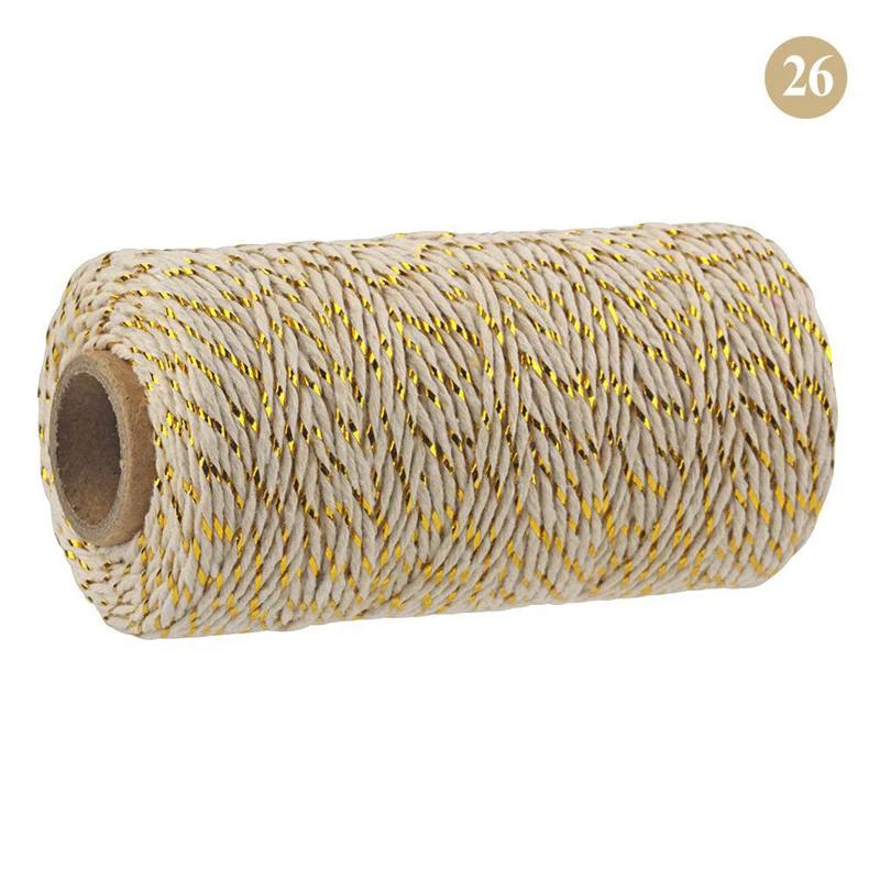 100Meter/Roll Two Colors Cotton Cord Baker Twine Colorful Cotton Crafts Twine Macrame Cord String Bandage Label Rope