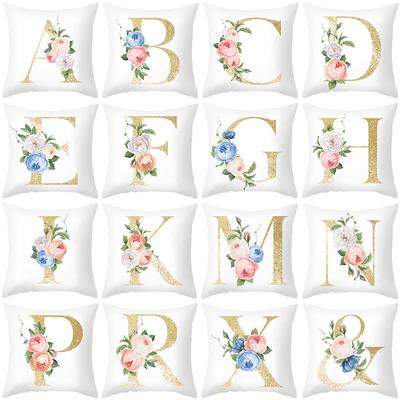 Valentine's Day Pillowcase Nordic Ins Style Pink Flower Letter Peach Leather Velvet Pillow Sofa Cushion Cover