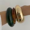 Personalized Smudge Amber Resin Open Bracelet Women, Fashion Metal Plain Ring Gloss Bracelet