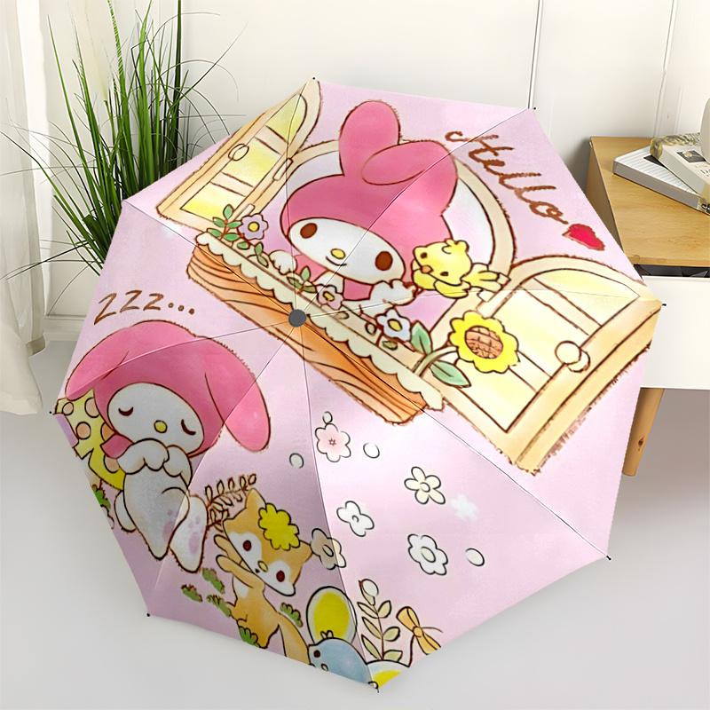 1pc My Melody Automatic Opening/Closing Umbrella - Portable Three-Fold Design with 8-Bone Iron Frame - Outdoor - Perfect Gift for Fans, Travelers, Dai