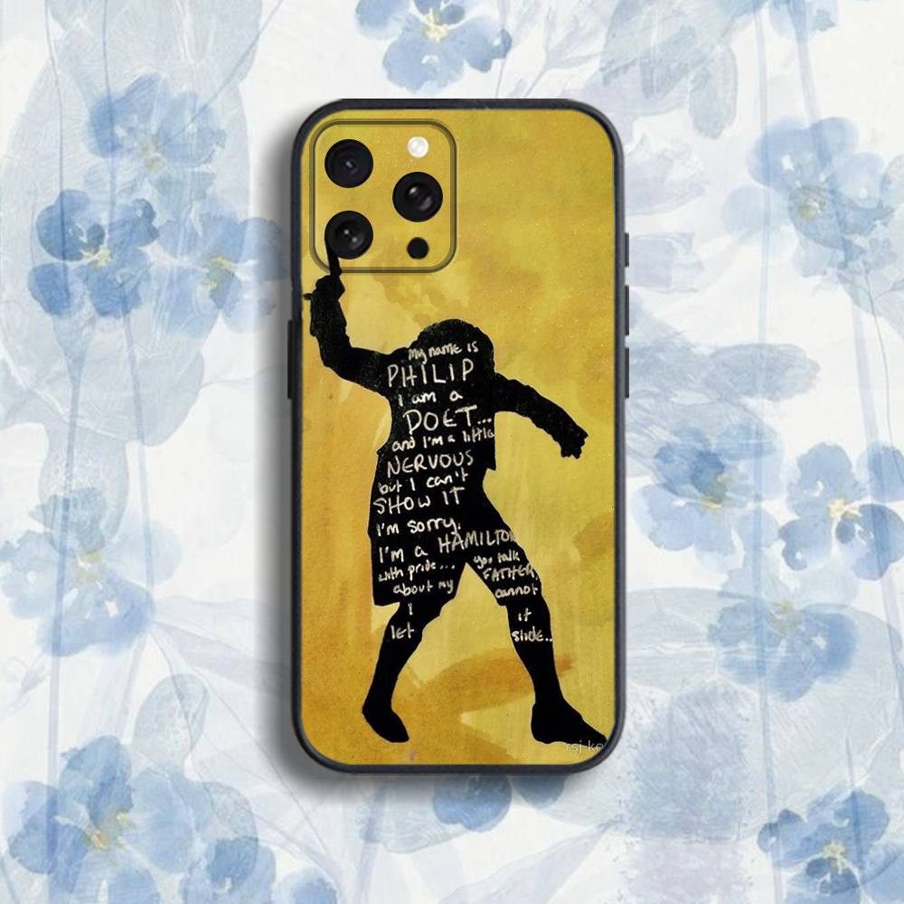 Hamilton Musical Lyrics Phone Case For iPhone 17,16,15,14,13,12,Pro,Max,Plus,E,SE4,Air,Mini Black Soft Box
