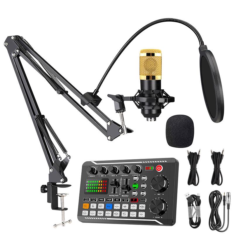 F998 Rechargeable Sound Card & Condenser Microphone Set for Outdoor Live Performance