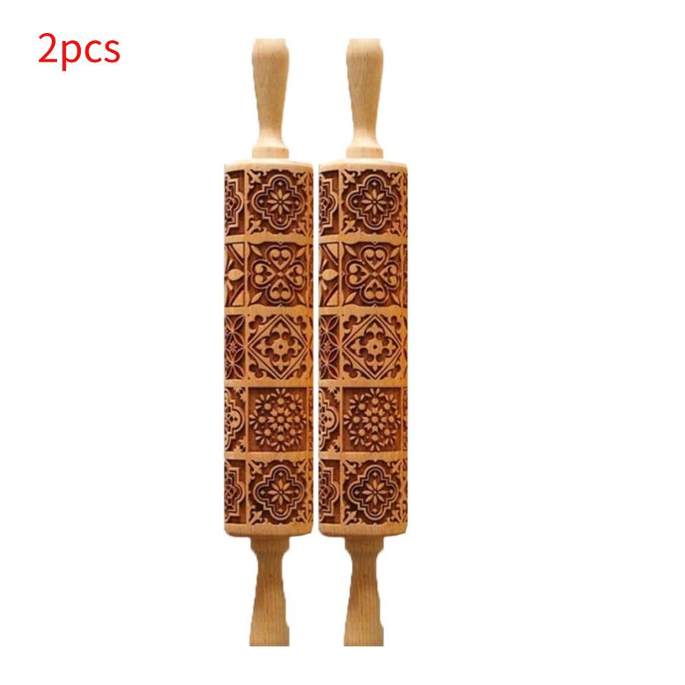 Wooden Sunflower Embossed Rolling with Pattern for Kitchen Pastry Baking Deep Engraving Cookies Stamp Tool Cake Patterned Roller