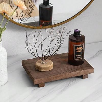 1/2 Stück Retro Holz Badezimmer Ablage Waschtisch Hände Seife Duftkerze Aufbewahrungshalter Küche Gewürzablage Für Bad Heimdekoration