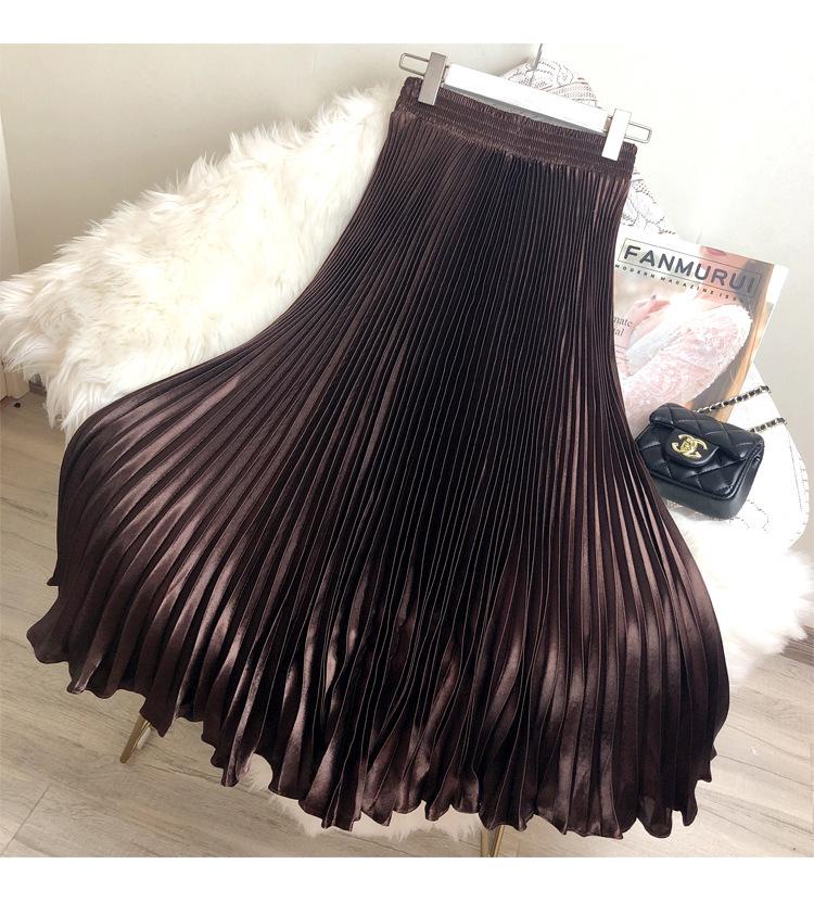 High Waist Satin Pleated Fishtail Skirt - 1 Meter Long Women's Dance Skirt with Large Swing and Medium Length.