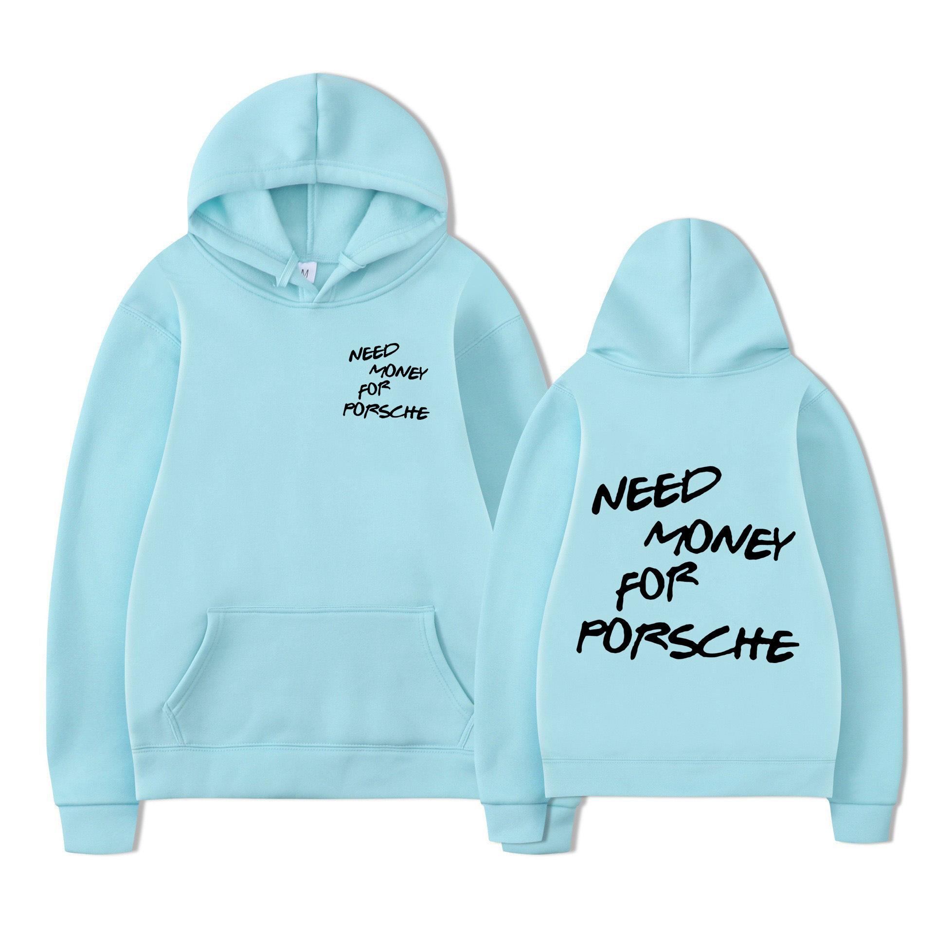2024 Мужские забавные толстовки с надписью Need Money Letter Print, модные дизайнерские женские толстовки из флиса, повседневные толстовки с капюшоном больших размеров для пар 3XL светло-синий