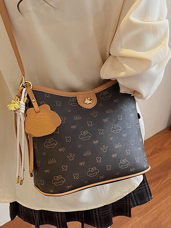 2025 Women's Large Capacity Retro Tote Bag, High-End Fashion Floral Commute Bag, Shoulder Crossbody Style