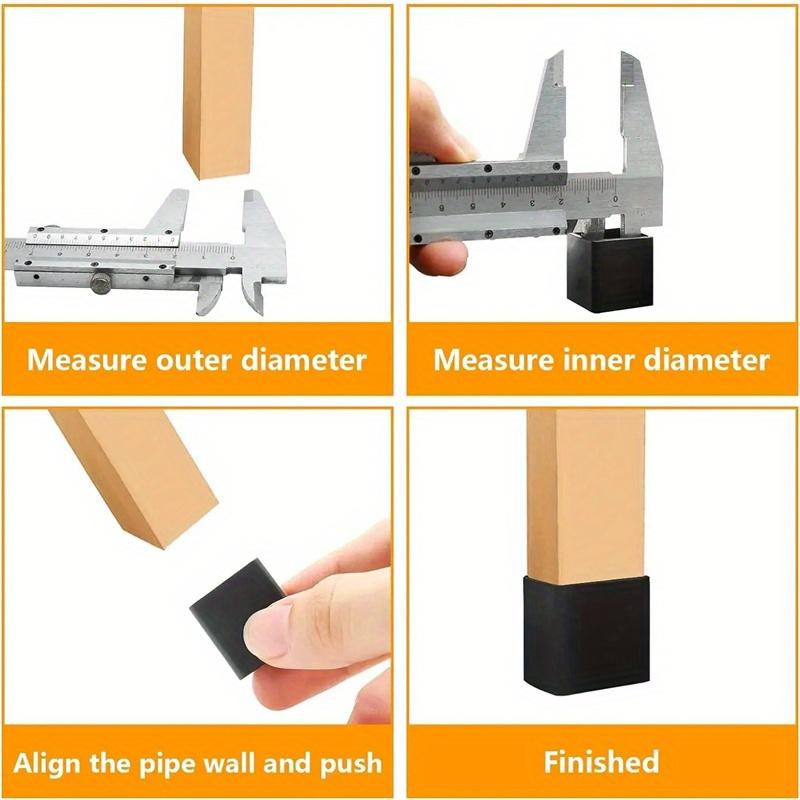 8pcs Square Rectangle Rubber Chair Leg Caps Table Feet Furniture Tube End Covers Tips Non-slip Floor Protector Pads Pipe Plugs