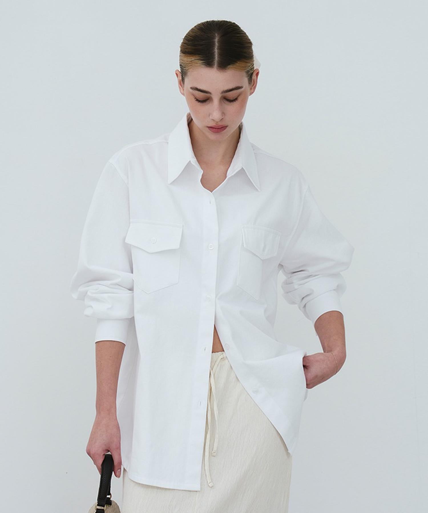 Artinery Classic Denim Oversized Shirt (White Denim)