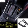 ABS Carbon Fiber Car Gear Shift Panel Frame Protector Cover Trim For Mazda 2 Demio / CX-3 CX3 2015 - 2018 Accessories Interior