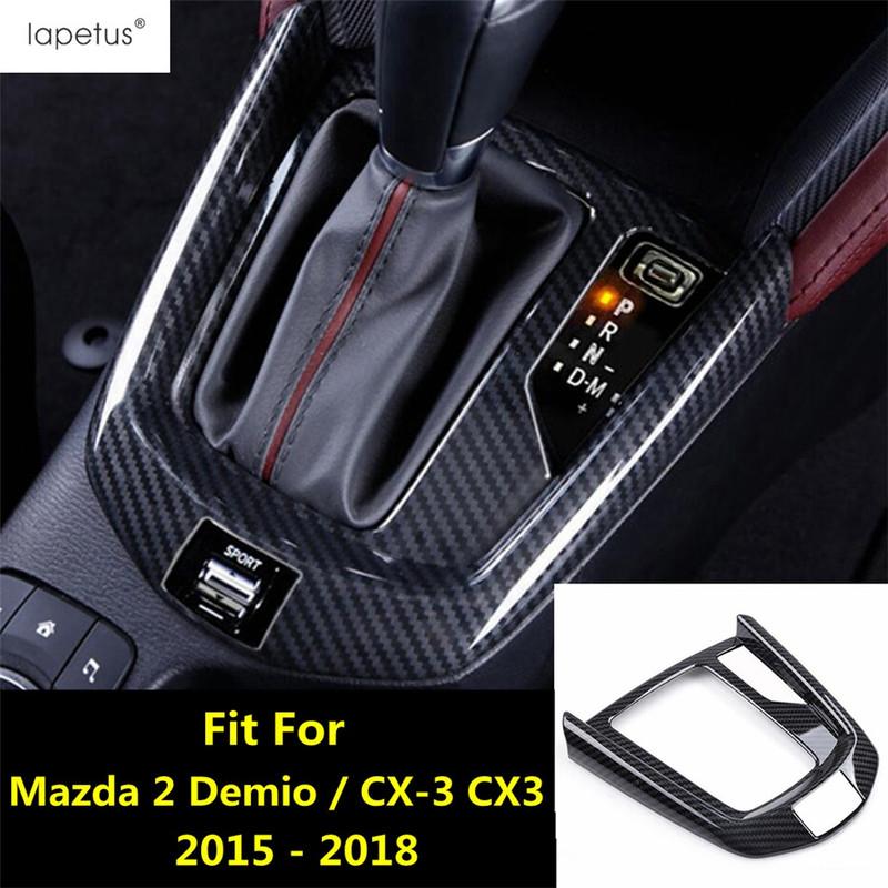 ABS Carbon Fiber Car Gear Shift Panel Frame Protector Cover Trim For Mazda 2 Demio / CX-3 CX3 2015 - 2018 Accessories Interior