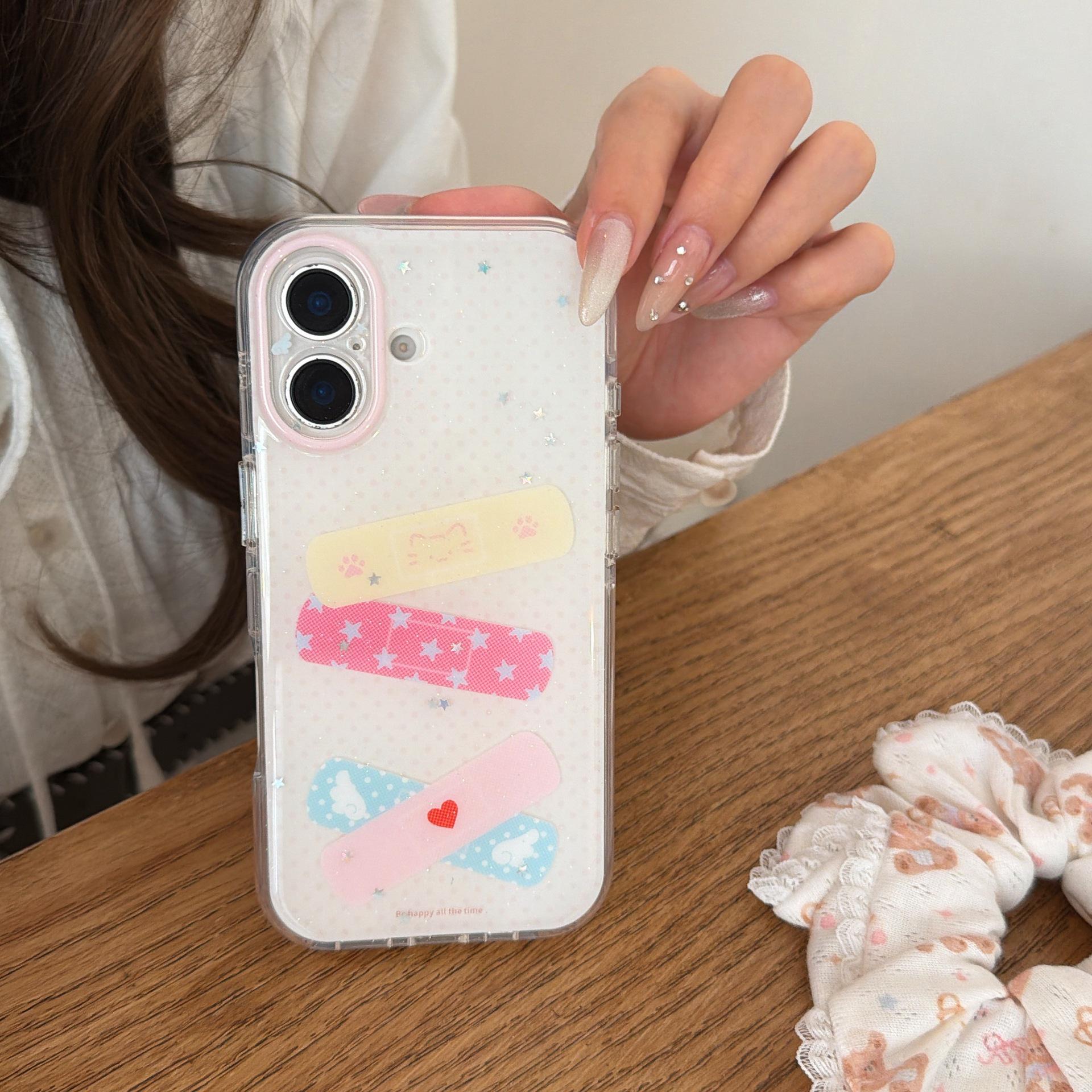 

INS Cartoon Star Wing Bandage Case, Compatible with iPhone 17 Pro, 16 Pro Max, 15/14 17