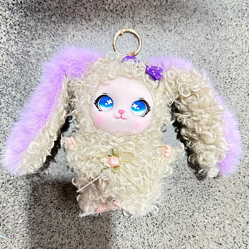 Cute Plush Doll Keychain With Soft Curly Fur And Adorable Big Eyes Perfect For Bag Decor Birthday Gifts For Kids Girls