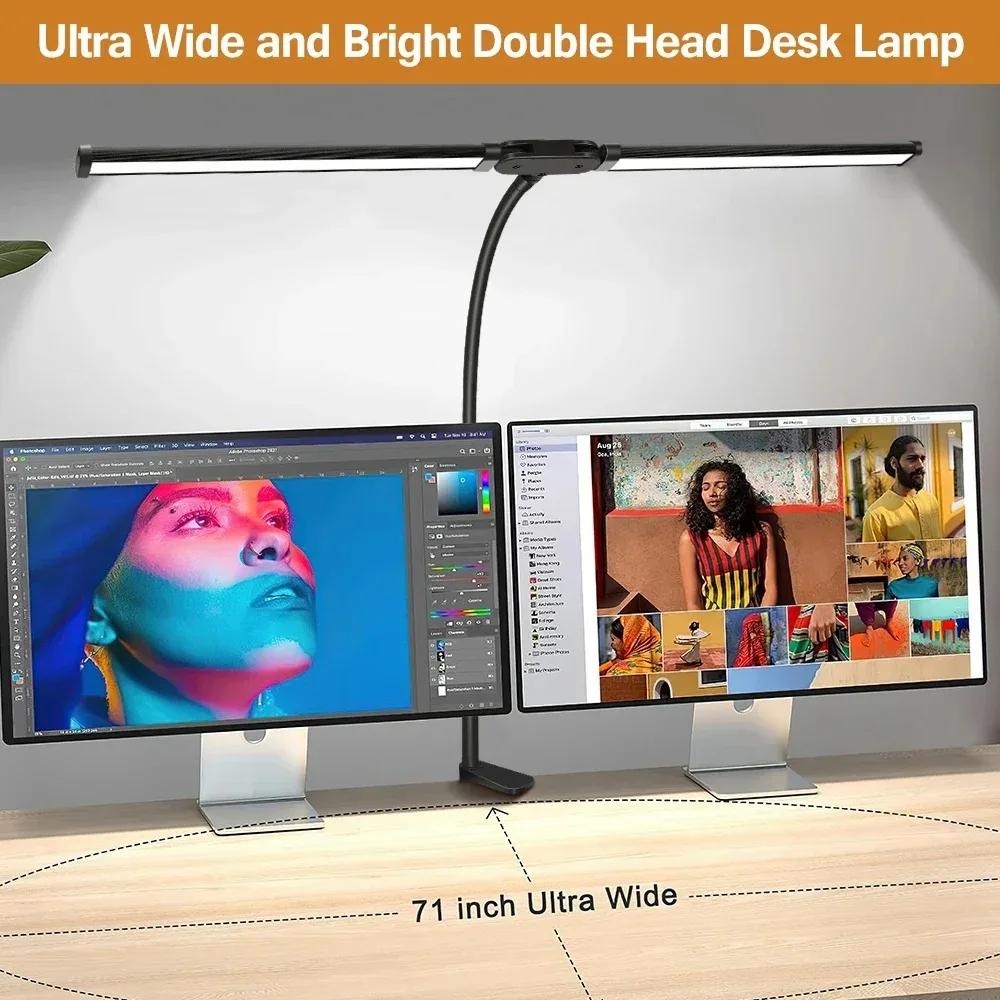 LED PC Monitor Light Desk Lamp Double Heads Eye Protection 5 Color Mode Dimmable USB Table Lamps Reading Lights for Office Lamp