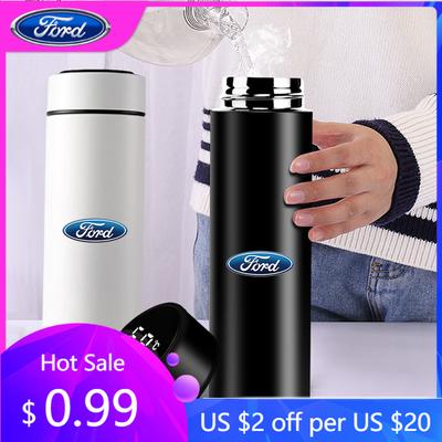 Car Sticker Smart Touch Screen Stainless Thermo Mug Temperature Display For Ford Ranger Focus Kuga Mustang S-MAX Transit Mondeo