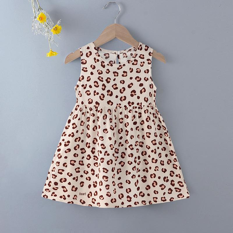 Girls' Floral Summer Princess Beach Dress, Cotton Silk Tank, A-line Skirt