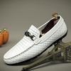 White lazy beanie shoes men's British casual leather shoes office business large size shoes first layer cowhide
