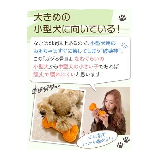 [Supervised by a dog lover with 2 Toy Poos] Dog toy "Gaziru Bone" Type that makes an x sound for children who like chewing x Washable (Orange)