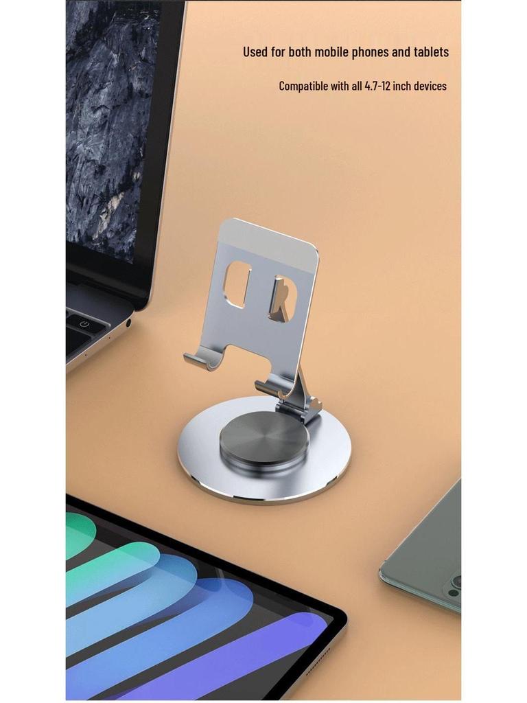 360° Rotating Aluminum Alloy Phone & Tablet Holder: Durable, Foldable, Stable Desktop Stand