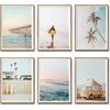 iMagitek Set of 6 Unframed California Coastal Surf Wall Art Prints, Beach Sunset Wall Poster, Surfboard Wall Art (8" X 10")