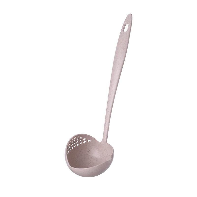 

1PCS Household Long Handle Hot Pot Spoon Wheat Straw High Temperature Resistant Soup Ladle Funnel Kitchen Utensils Accessories