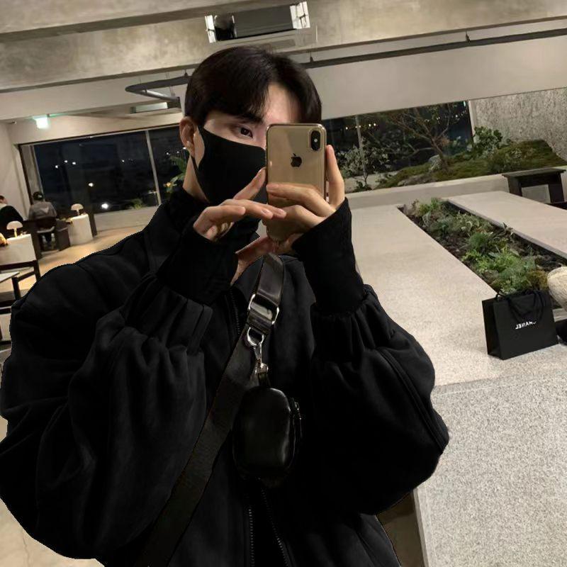 

Men s Autumn/Winter Loose Trendy Suede Jacket - Warm, Casual, Versatile Outerwear with Velvet Lining 3XL чорний