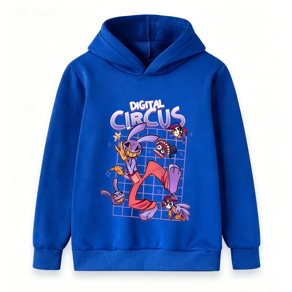 Kinder Jungen Mädchen Pullover Hoodie, Lustiger Digitaler Zirkus Cartoon Charakter Druck Lässiges Langarm Kapuzenpullover für Tägliches Tragen, Schule und Draußen