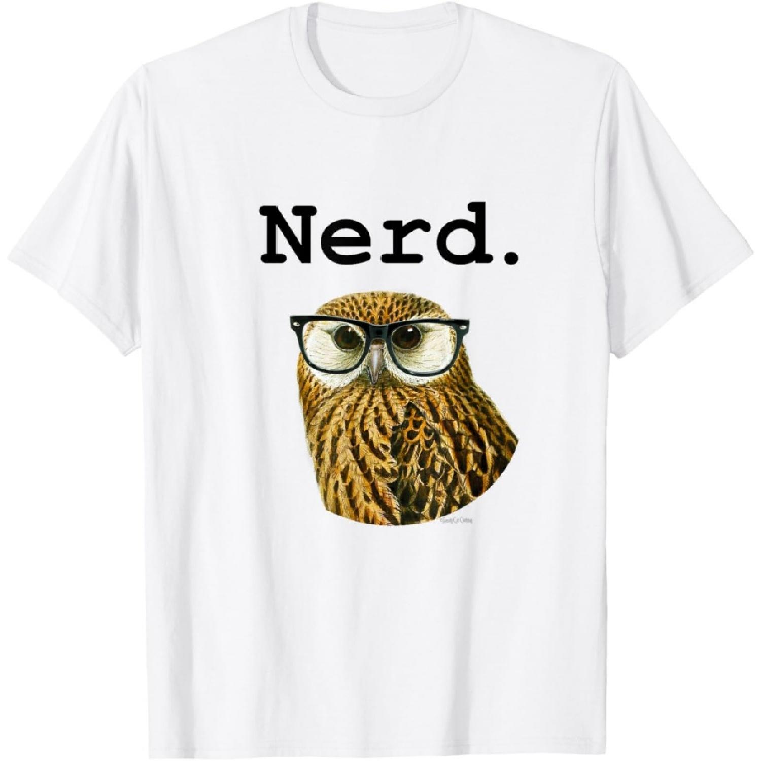 The Nerd Bird Owl with Glasses Nerd Dork Shirt T-Shirt S