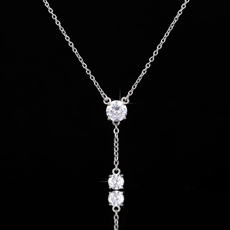 Huitan Fancy Cubic Zirconia Pendant Necklace Women for Wedding Temperament Elegant Lady's Neck Accessories Statement Jewelry