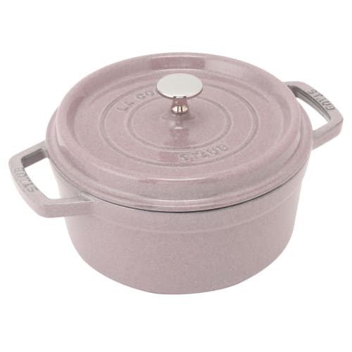 Staub Pico Cocotte Round Chiffon Rose 22cm, Double-Handled Cast Iron Enamel Pot, Induction Compatible [Serial Number Included, Official Japanese Produ