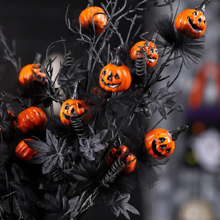 Halloween Centerpieces Black Pumpkins Floral Arrangement Adjustable Stem Plastic Decoration For Themed Parties Family Gatherings