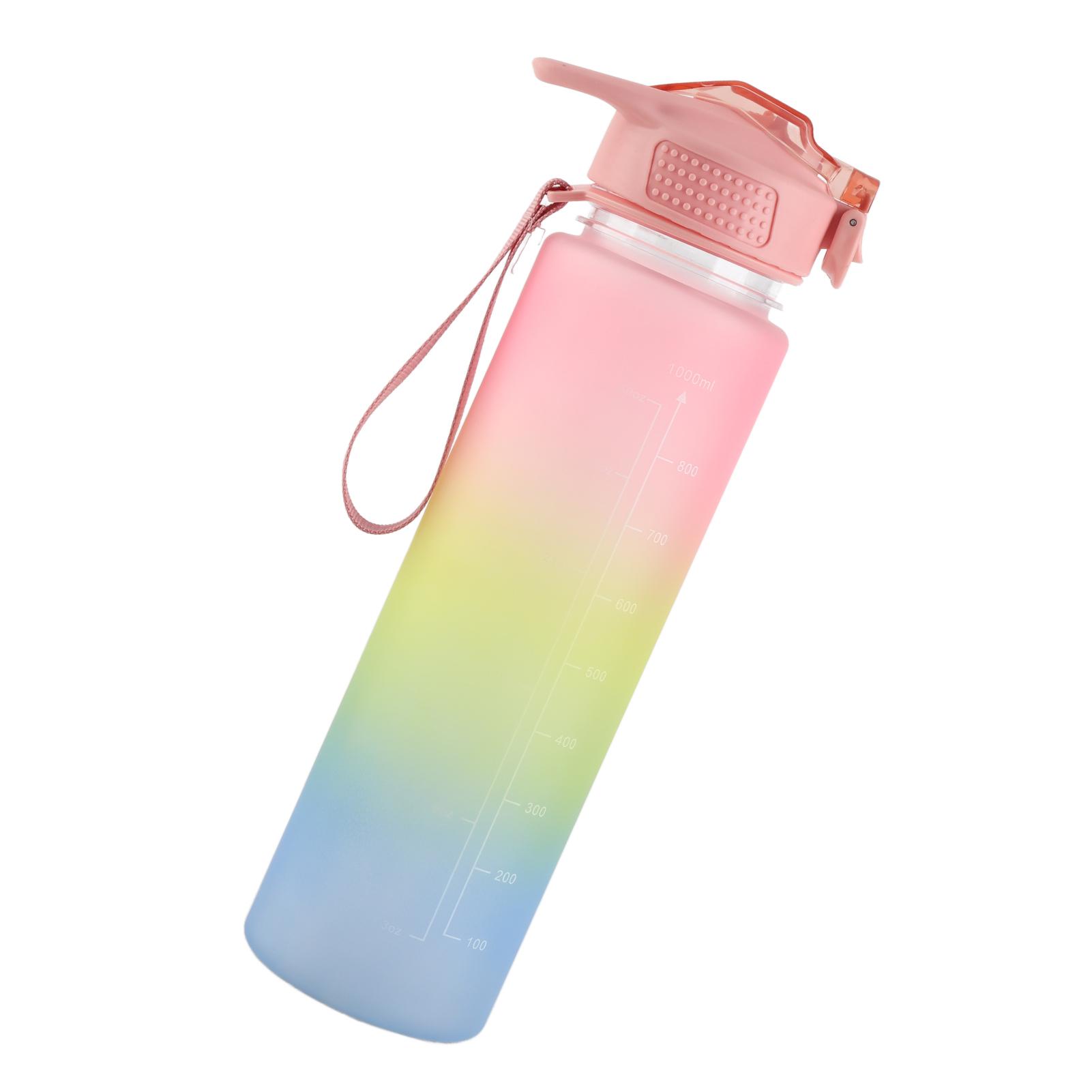 

Спортивная бутылка для воды 1000 мл, большая емкость, пластиковая, градиентная, портативная, с точной шкалой, для
