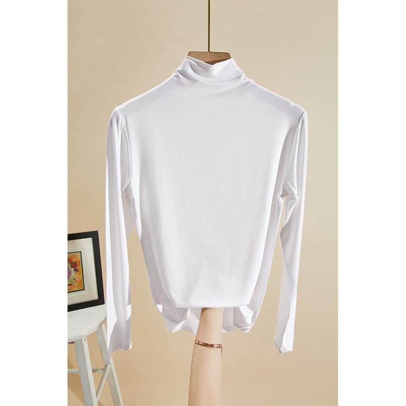 2024 Jaro Nové Modální Rolák Jednobarevné Spodní Tričko, Všestranné Slim, Západní Styl, Jednoduché Tričko s Dlouhým Rukávem pro Ženy