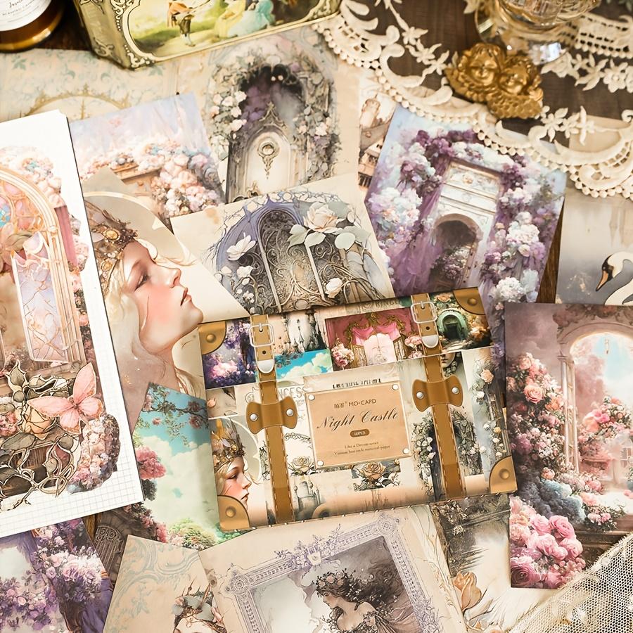 60pcs Vintage Fantasy Scrapbooking Paper Kit - Mixed Color Butterfly, Flower & Window Patterns for Junk Journals, Planners & DIY Crafts