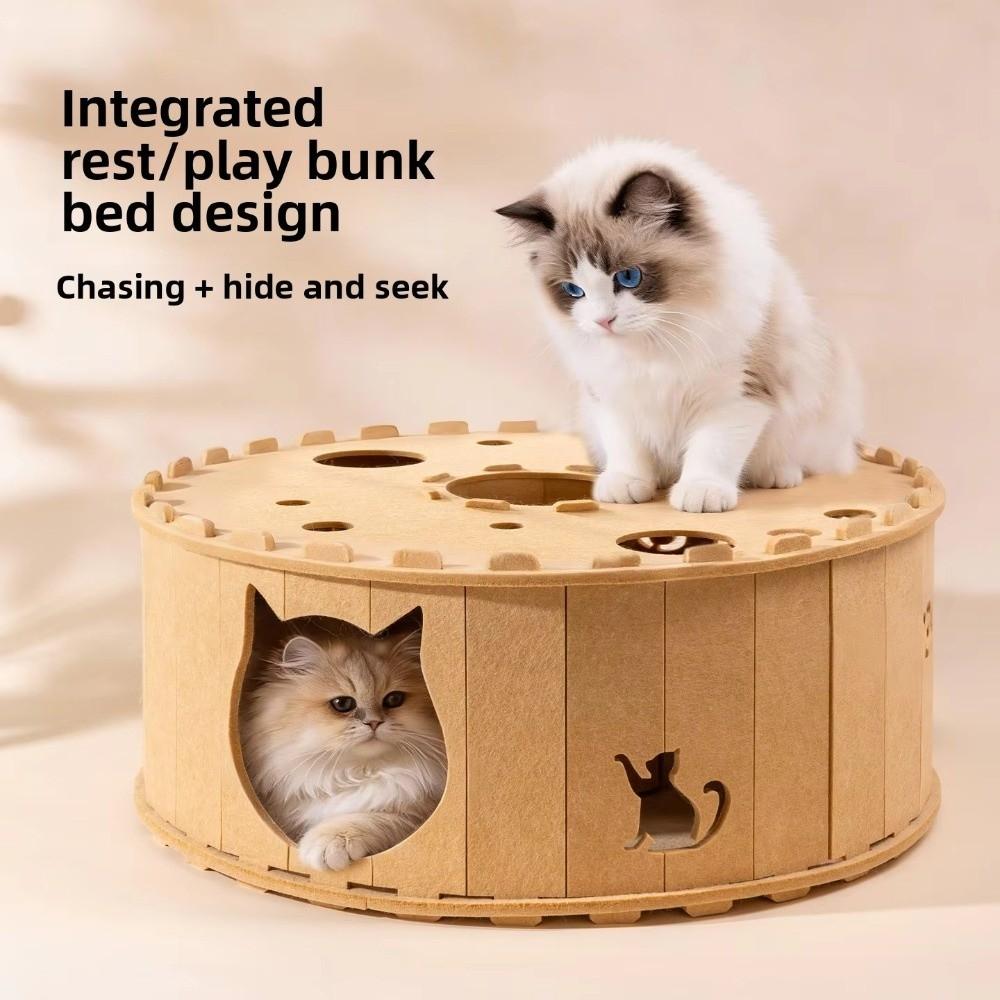 Breathable Cat Tunnel House Non-Shedding Cat Hiding Nest Felt Cat Toy Tunnel Home Indoor