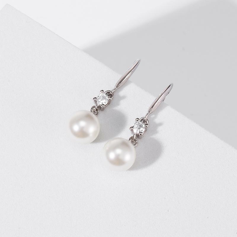 S925 Sterling Silver Pearl Earrings and Earrings for Women's Minimalist Temperament with Diamond Embedding Long Beizhu Earrings Fashion Jewelry