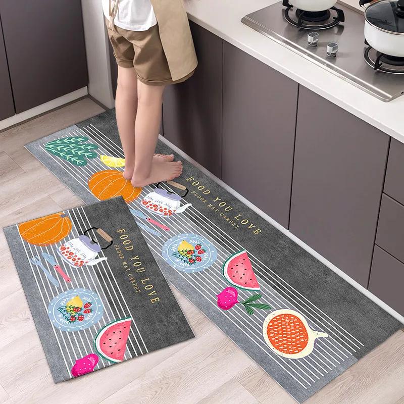 

Oilproof Kitchen Rug Anti-Slip Bathroom Bath Floor Carpet Home Living Room Rug Entrance Door Mat Kitchen Mats Waterproof Modern 40cmx60cm
