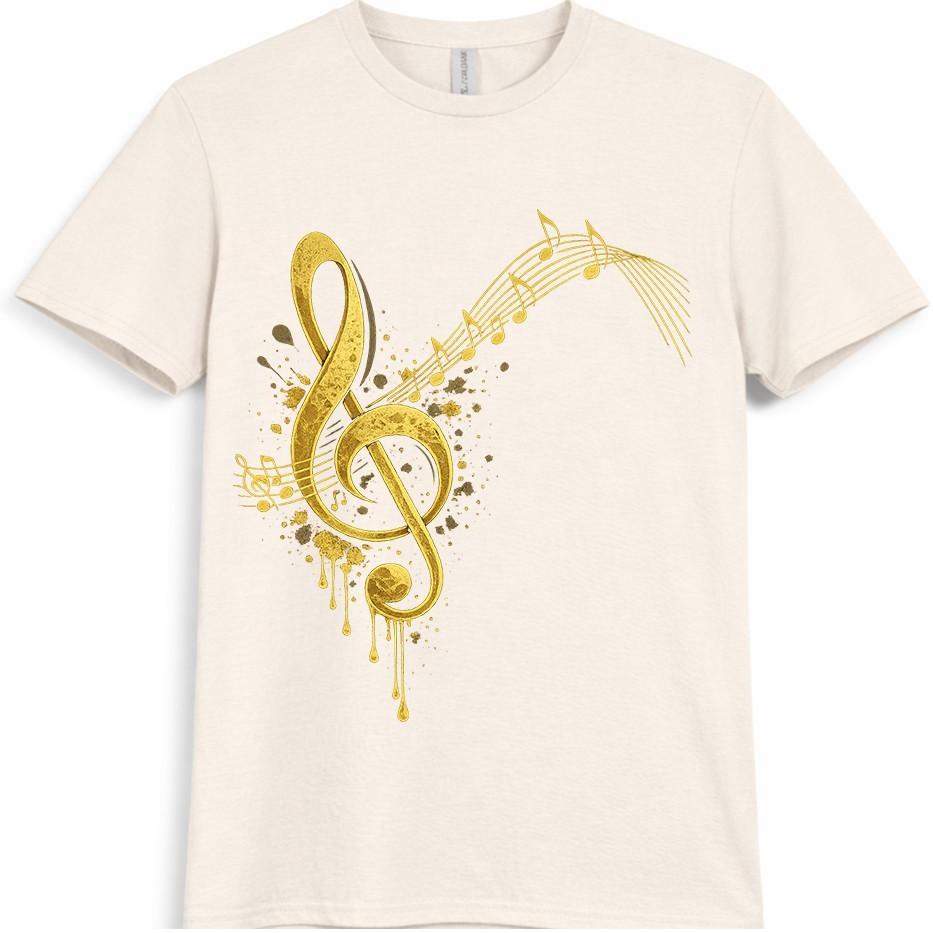 Music Note TShirt Treble Clef Musical Lover Gift Colourful Vintage Graphic Tee