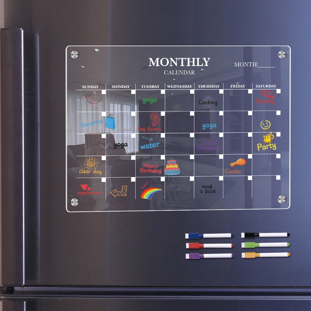 Clear Acrylic Erase Boards Magnetic Magnetic Fridge Calendar Premium Monthly Calendar Memo  School