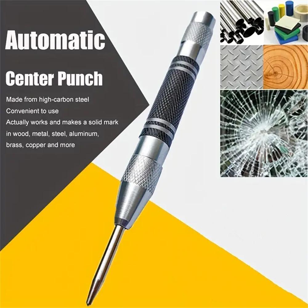 Automatic Center Punch Locator Adjustable Spring Impact Center Marker Scriber Tool For Woodworking Non-slip Punching