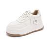 Leather little white shoes women's 2025 new autumn women's shoes heightened round head single shoes platform sports versatile casual shoes