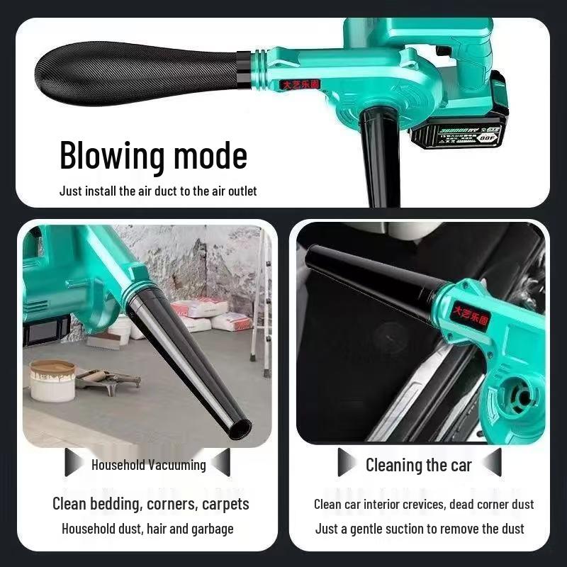 Rechargeable High-Power Lithium Battery Hair and Dust Blower for Home and Car Use