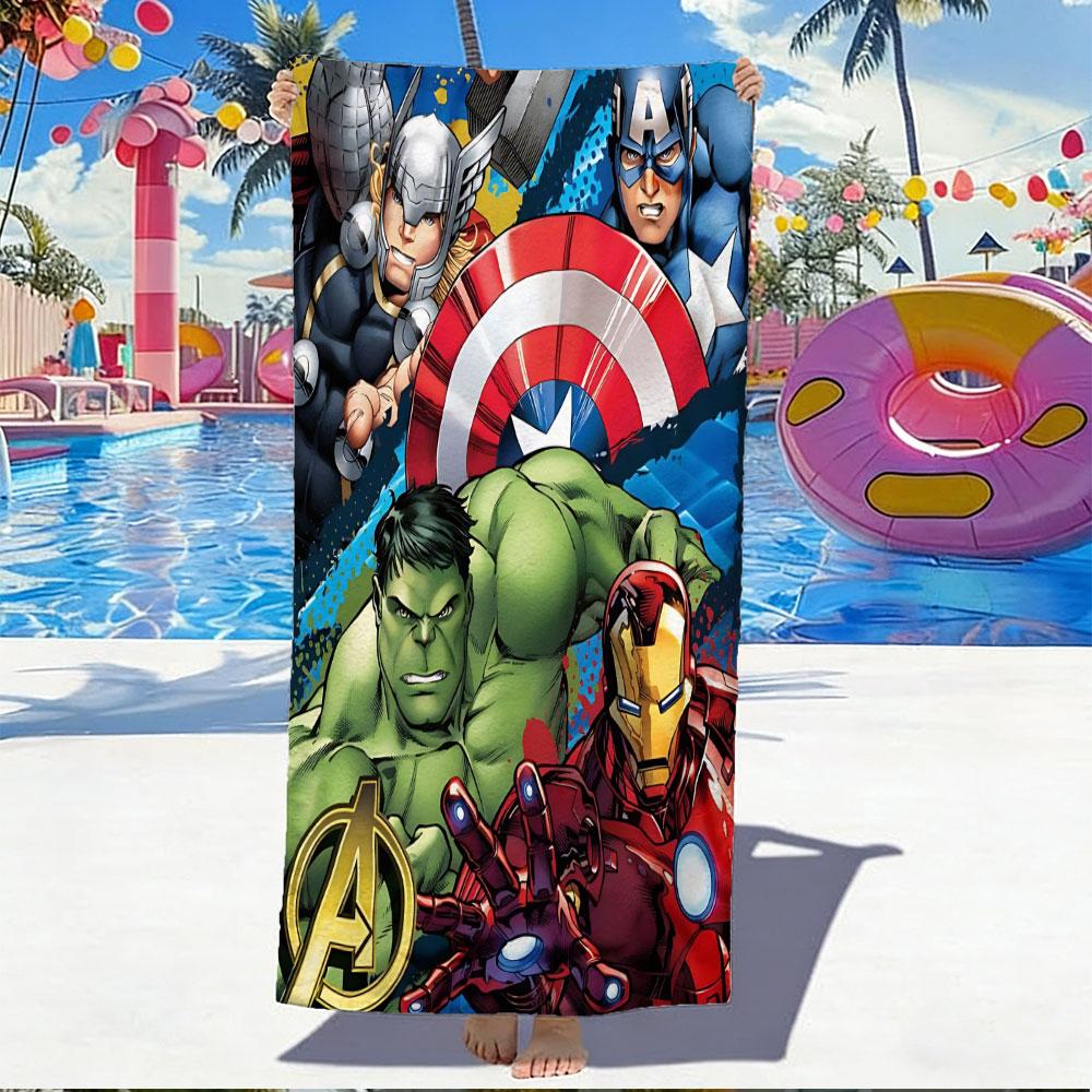 Marvel Spider-Man Print Beach Towel, Superhero Poster Quick Dry Towel, Suitable Swimming Pool Beach Ideal for Bathroom Towels