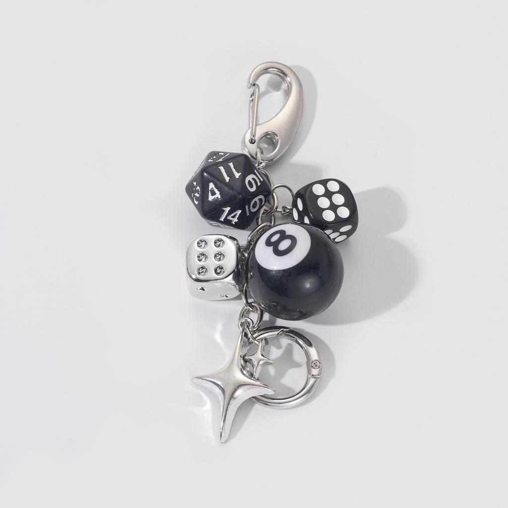 Dice No. 8 Billiards Keychain Y2K Starburst Pendant Bag Hangings Punk Ornament Accessories