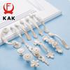 KAK 5pcs Zinc Aolly Ivory White Cabinet Handle Kitchen Cupboard Door Pulls Drawer Knobs European Style Furniture Handle Hardware