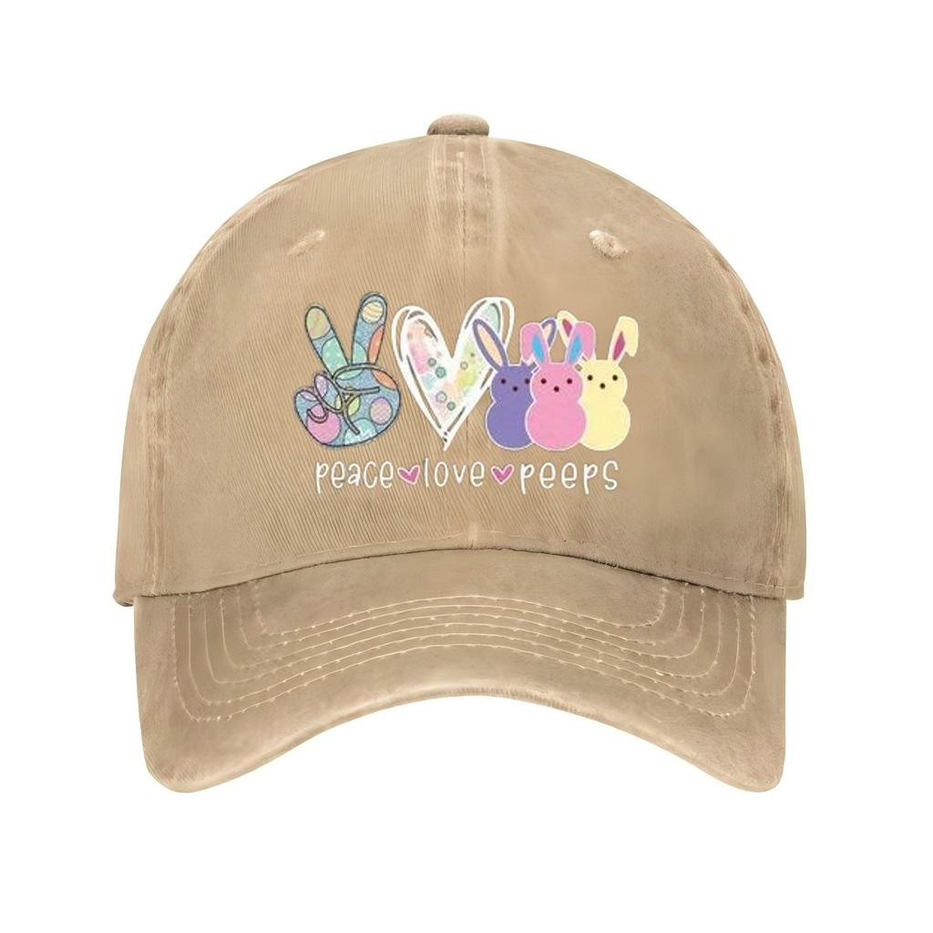 Peace Love Peeps Graphic Baseball Cap Polyester Casual Adjustable Sporty Hat for Men Women