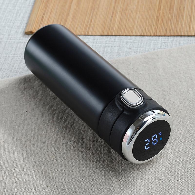 

420 мл дисплей температуры из нержавеющей стали, термокружка, умная бутылка-термос, термос для кофе, чая, рождественский подарок, бутылка для воды 420ML чёрный