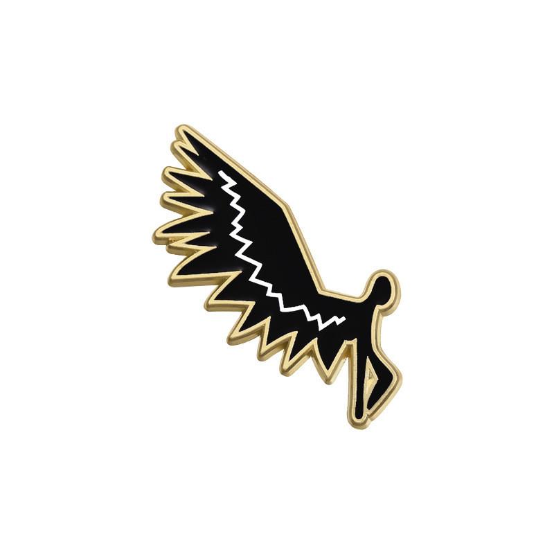 Elegant Black And White Wing Shaped Brooch Charming Geometric Angel Pin Accessory For All