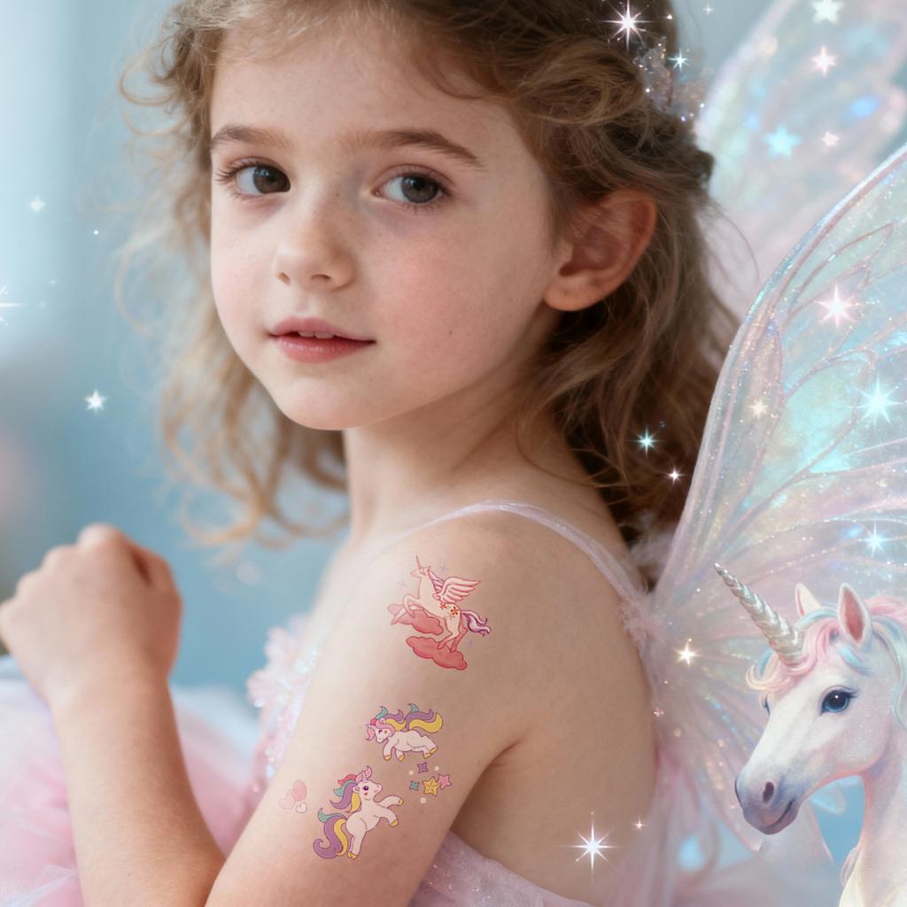 Cross Border Children's Cartoon Unicorn Tattoo Sticker Waterproof Long-lasting Fun Cute Sweat Resistant